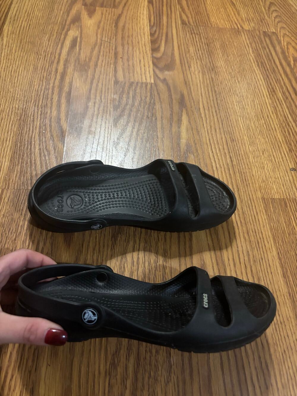 Crocs Black Cleo II Sandal Slingback Flat Double Strap Shoes